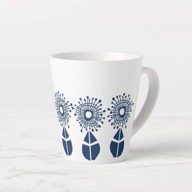 Tasse Latte Orbes florales bleues (Angle droit)