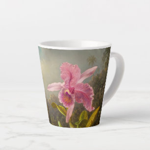 Tasse Latte Orchidée avec deux colibris Heade