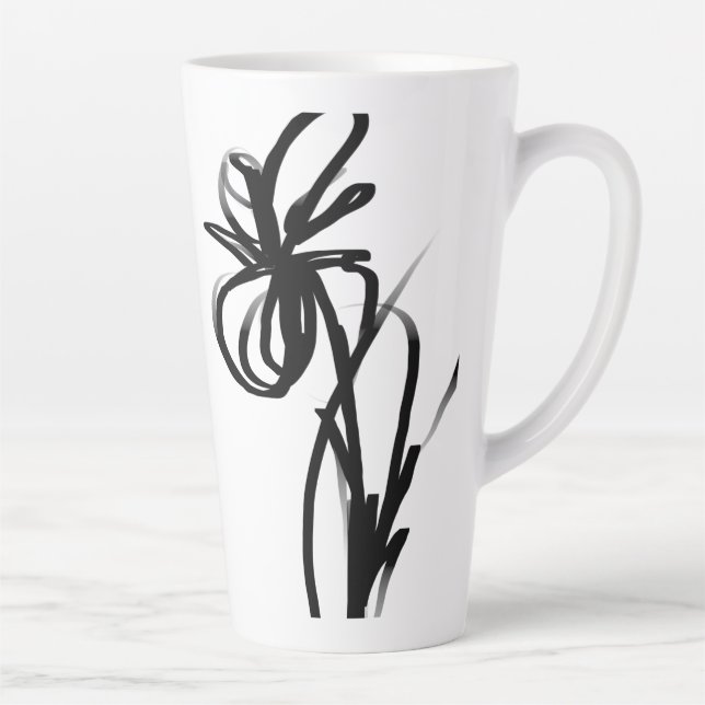 Tasse Latte Orchidée Blanc : Abstrait blanc et noir (Droite)
