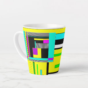 Tasse Latte Oreiller jeté à motif néon géométrique abstrait br