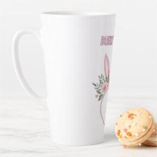 Tasse Latte Oreilles de lapin d'aquarelle avec fleurs