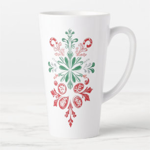 Tasse Latte Ornement Floral Vintage - Dessin de Fête