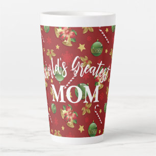 Tasse Latte Ornementation de Noël et Motif Sucre de canne