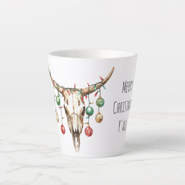 Tasse Latte Ornements de cowboy de l'Ouest Noël (Devant)