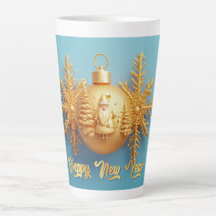 Tasse Latte Ornements de Noël élégants en or avec flocons de n