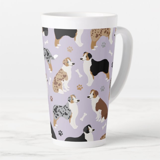 Tasse Latte Os et pattes des bergers australiens (Angle droit)