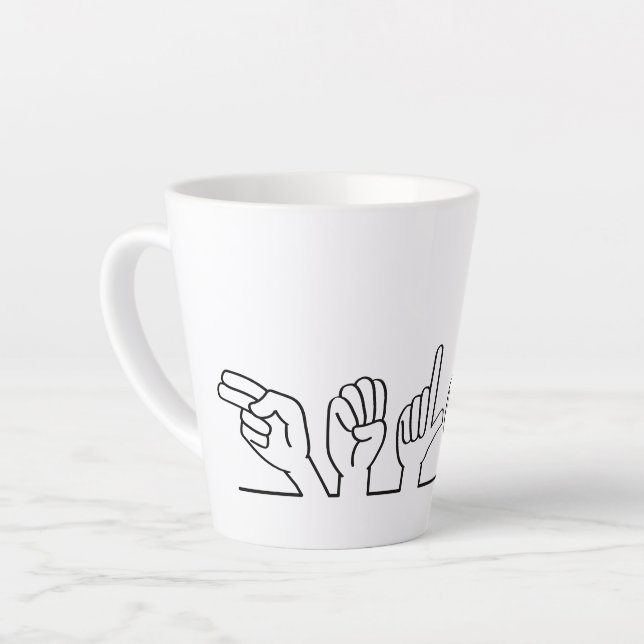 Tasse Latte Ouais, bonjour en langue des signes. Accueil ou bi (Angle gauche)