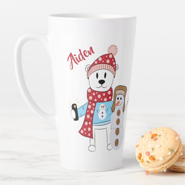 Tasse Latte Ours polaire et latte de Snowman (En situation)