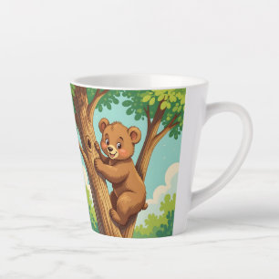 Tasse Latte Ourson mignon grimpant à un arbre