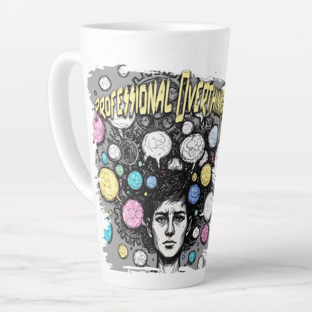 Tasse Latte overthinker funny design (Angle gauche)