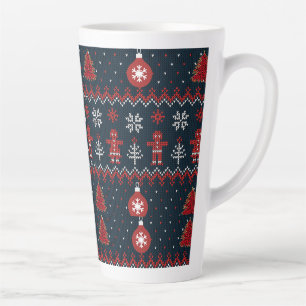 Tasse Latte Pain d'épice et flocons de neige tricotés festifs 