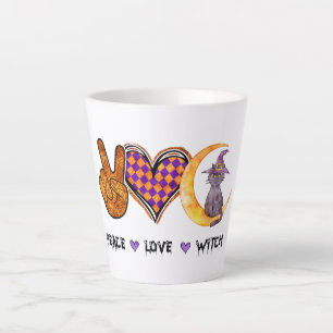 Tasse Latte Paix, Amour, Sorcière