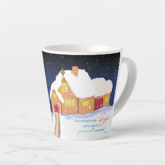 Tasse Latte Paix et bonne volonté. Musique de Noël