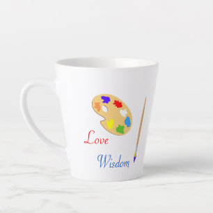 Tasse Latte Palette d'art avec pinceau et texte en blanc