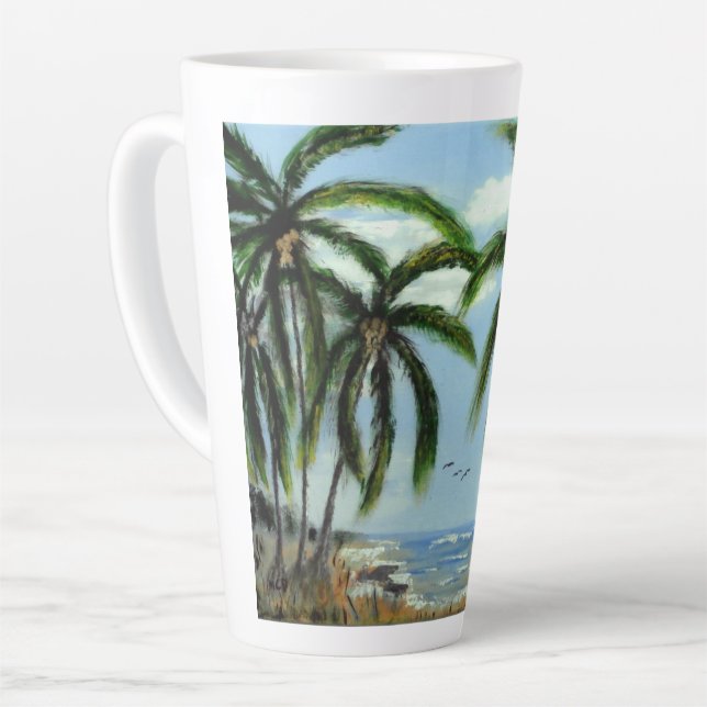 Tasse Latte Palmiers Abstraits (Angle gauche)