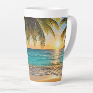 Tasse Latte Palmiers de coucher de soleil tropical à Palm Beac
