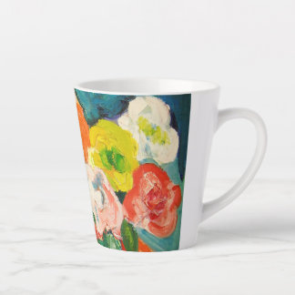 Tasse Latte Panier de fleurs en latte