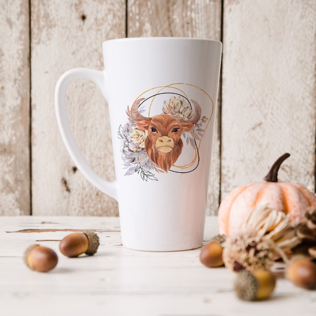 Tasse Latte Panneau zodiaque astrologie du Taurus aquarelle |  (Créateur téléchargé)