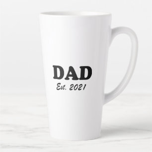 Tasse Latte Papa, Custom Est date Fête des pères noir et blanc