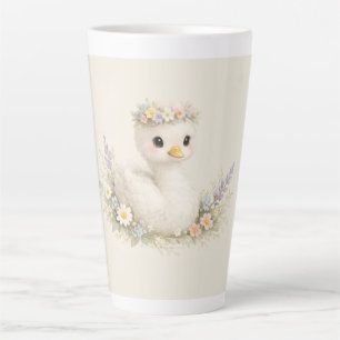 Tasse Latte Papeterie aquarelle élégante de bébé cygne fleur s