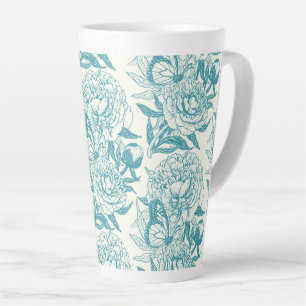 Tasse Latte Papier à peintres et papillons, lagon Bleu