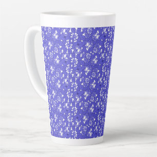 Tasse Latte Papier peint baroque - bleu Motif Fleur