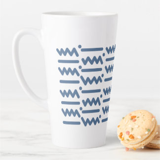 Tasse Latte Papier peint Zigzag des années 80 - Bleu