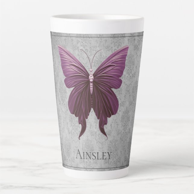 Tasse Latte Papillon à bijoux Magenta (Devant)