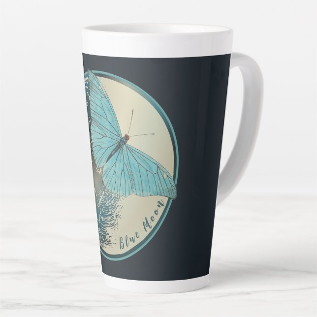 Tasse Latte Papillon bleu lune (Angle droit)