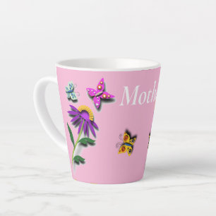Tasse Latte Papillon coloré et Fleur