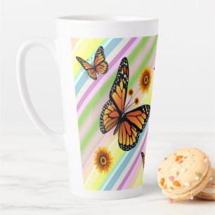 Tasse Latte Papillon en latte de bande de tournesol