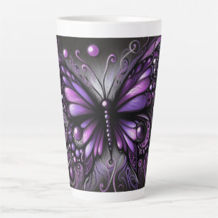 Tasse Latte Papillon gothique blanc violet noir couleur