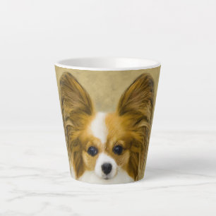 Tasse Latte Papillon (Hound Tri) Peinture - Art Chien original