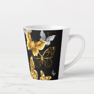 Tasse Latte Papillons blancs et dorés