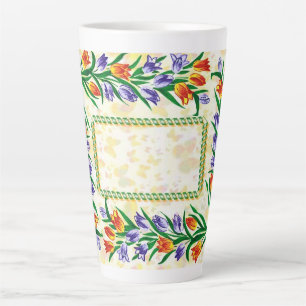 Tasse Latte papillons et fleurs