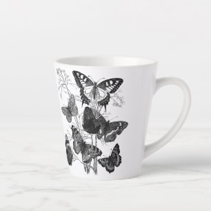 Tasse Latte Papillons noirs et blancs