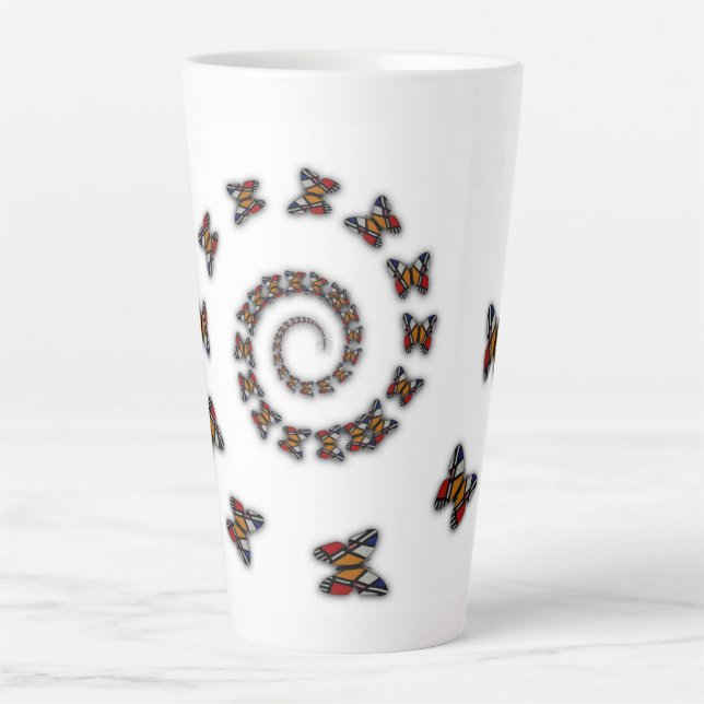 Tasse Latte Papillons spiraux (Devant)