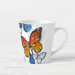 Tasse Latte Papillons volants Morpho et Monarch