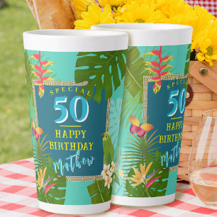 Tasse Latte Paradis tropical Anniversaire Turquoise