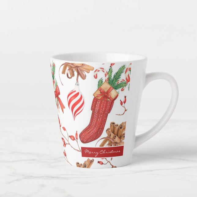 Tasse Latte Parfums de Noël cannelle et Motif de menthe poivré (Droite)