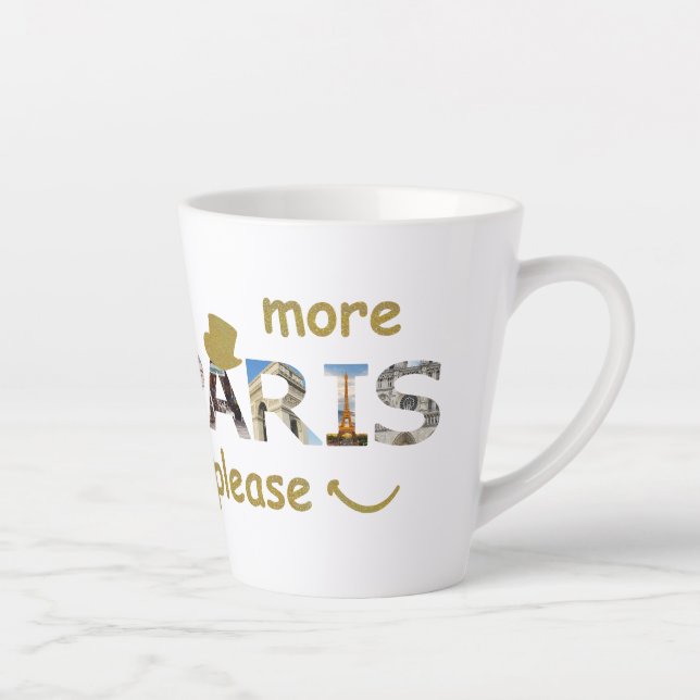 Tasse Latte Paris Attractions Plus Paris S'il vous plaît Parti (Droite)