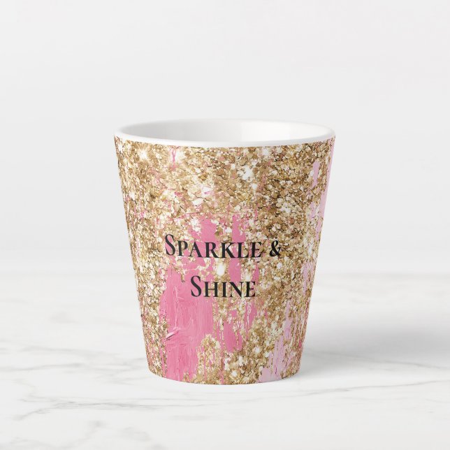 Tasse Latte Parties scintillant d'or rose fille (Devant)