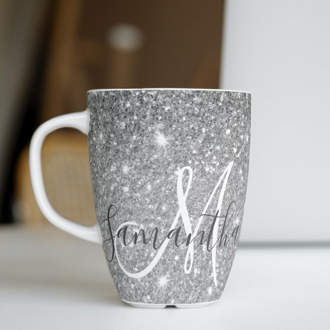 Tasse Latte Parties scintillant gris moderne éclabousser Nom p (Créateur téléchargé)