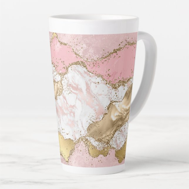 Tasse Latte Parties scintillant or Marbre blanc rose (Angle droit)