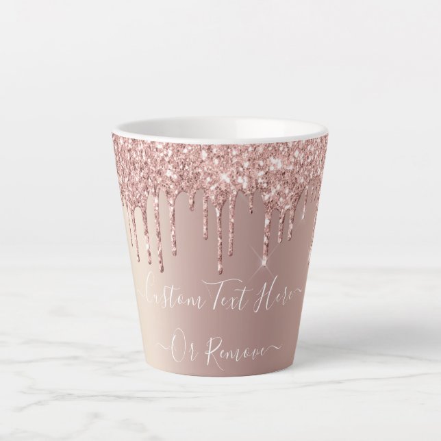 Tasse Latte Parties scintillant rose Gold Blush - Votre texte (Devant)
