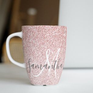 Tasse Latte Parties scintillant rose moderne étincelles Nom pe