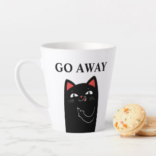 Tasse Latte Partir du doigt médian noir Chat amusant