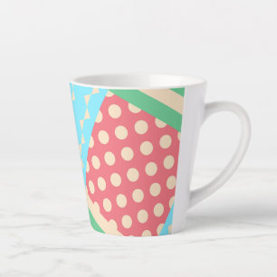 Tasse Latte Pastel Damier Rayure Nœud Papillon Géométrique