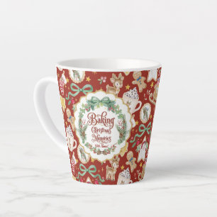 Tasse Latte Pâtisserie de Noël de Santa Rétro avec Nana en rou