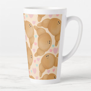Tasse Latte Pâtisserie Mignonne Kawaii Croissant Pastel Heureu